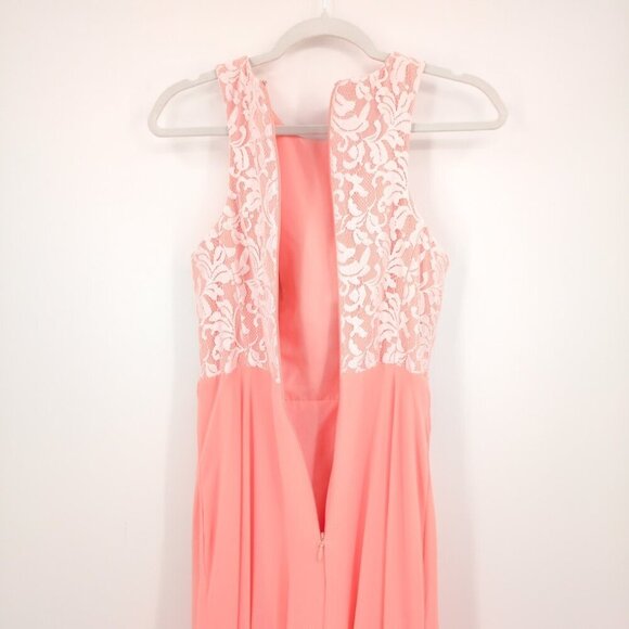 Azazie Kate Maxi Dress Agave Peach Pink Lace Chiffon Bridesmaid Prom Dance A6 - Picture 8 of 14